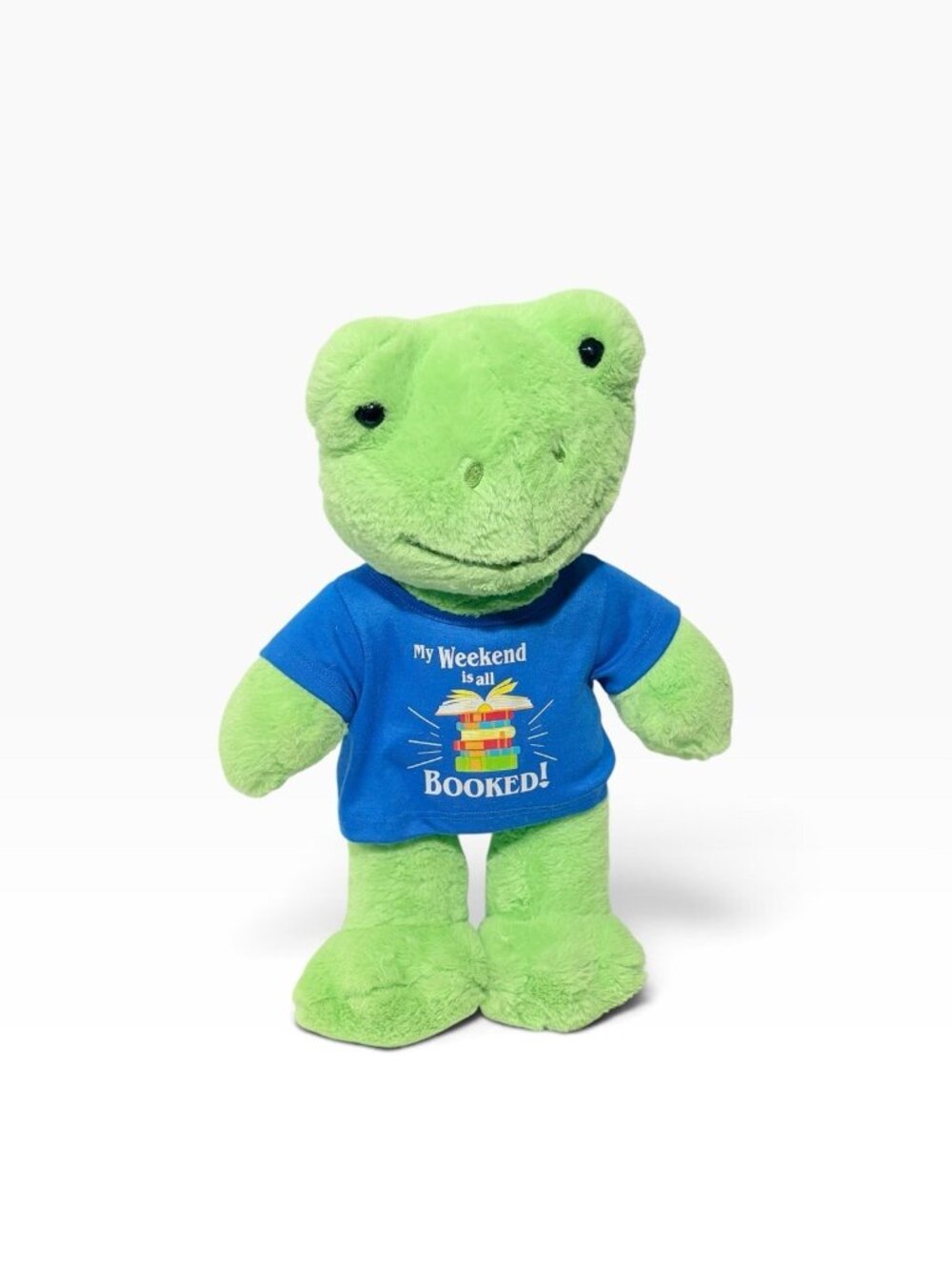 Build A Bear BAB 16" Spring Green Frog Stuffed Animal Plush w/Reading T-Shirt